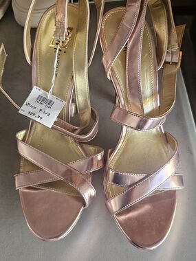 Metallic Rose Gold Strappy Women's Sandals